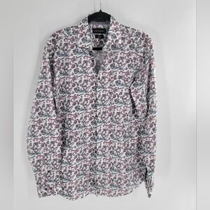 Paul Fredrick Classic Button Up Shirt Mens 15.5x35 Blue Paisley Dress Casual‎